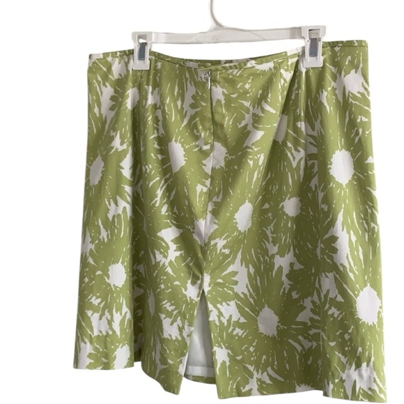 Talbots Women Sz 6 Tropical Floral Cotton Pencil Skirt Knee Length Green & White - Picture 3 of 9